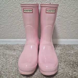 Hunter original Short Adjustable Back Gloss Waterptoof Rain Boot Sz 8